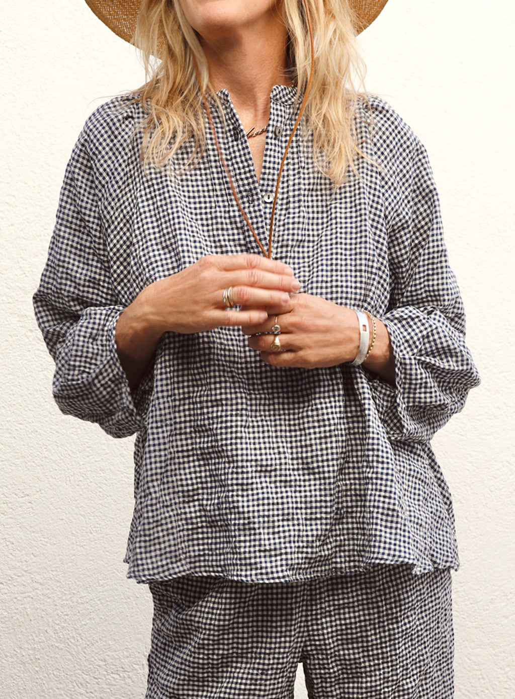 Atlin Top - Navy Check