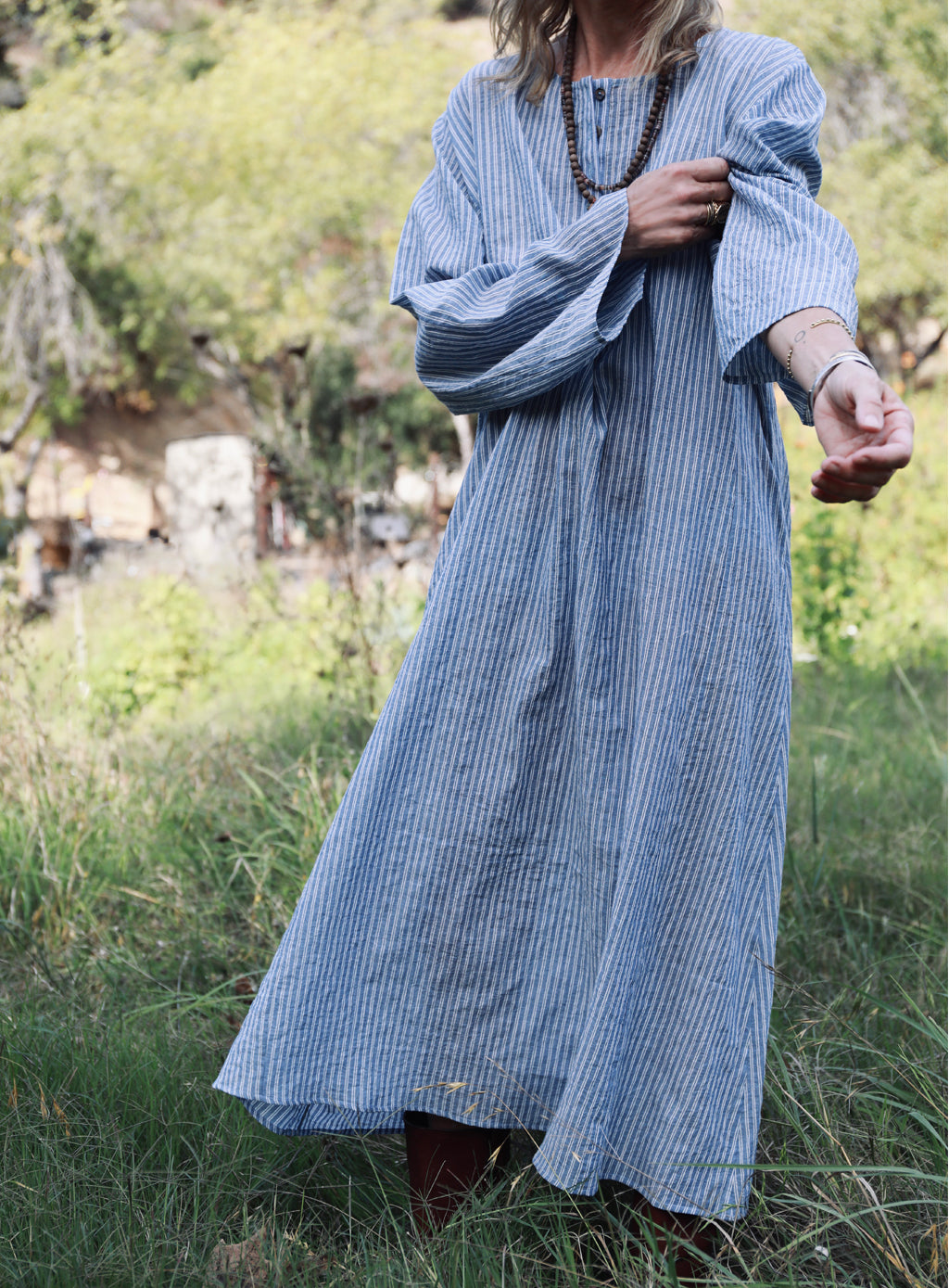 Bal Caftan - Blue &amp; White Stripe