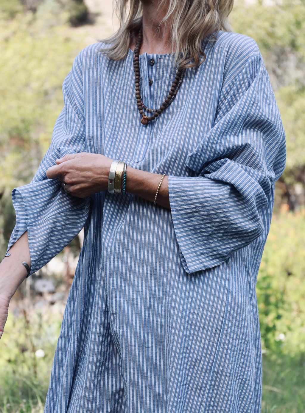 Bal Caftan - Blue &amp; White Stripe