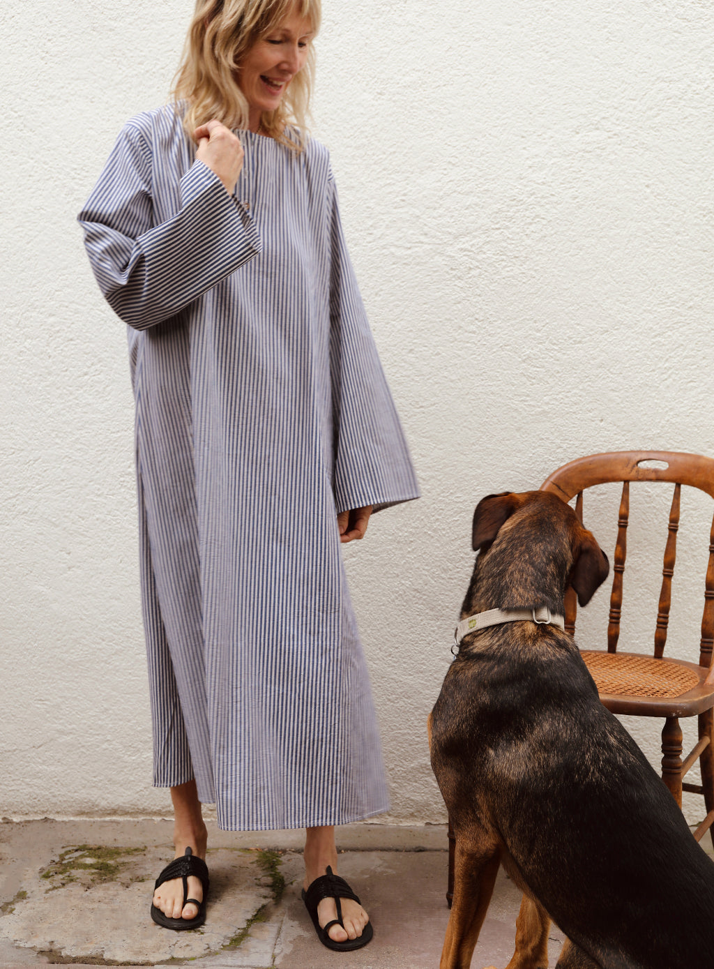 Bal Caftan - Blue Ticking Stripe