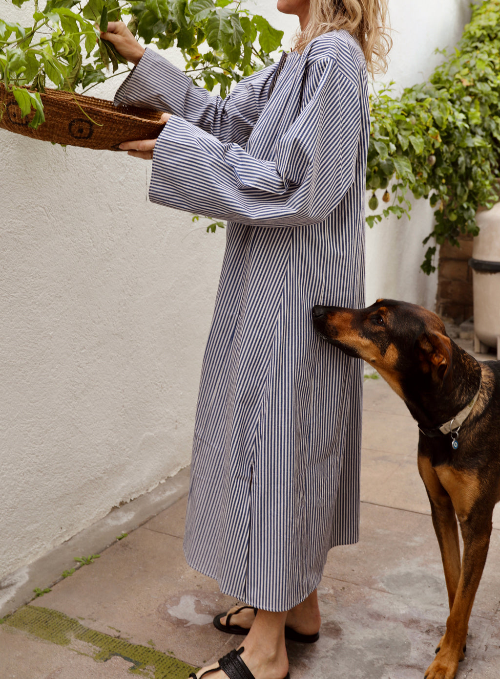 Bal Caftan - Blue Ticking Stripe