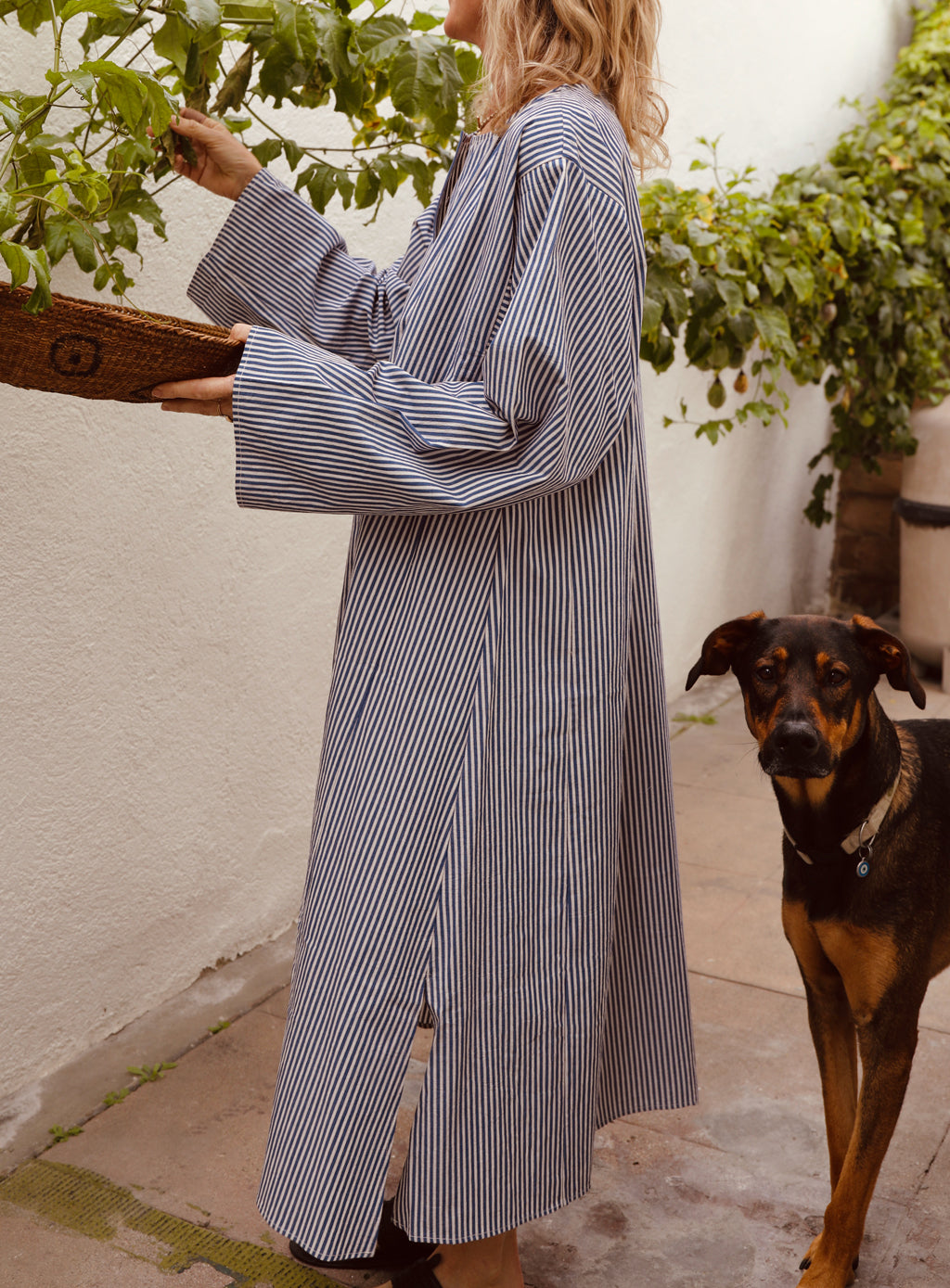Bal Caftan - Blue Ticking Stripe