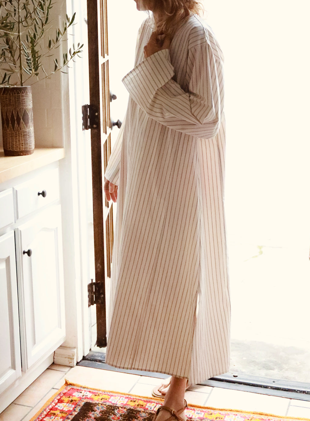 Bal Caftan - Cream Ticking Stripe
