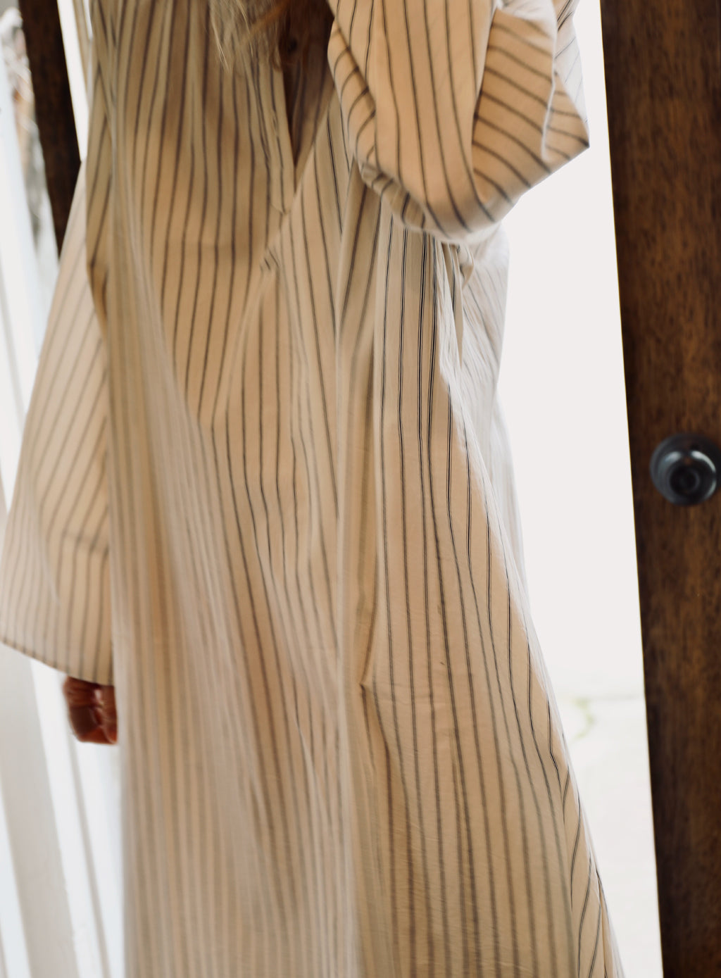 Bal Caftan - Cream Ticking Stripe
