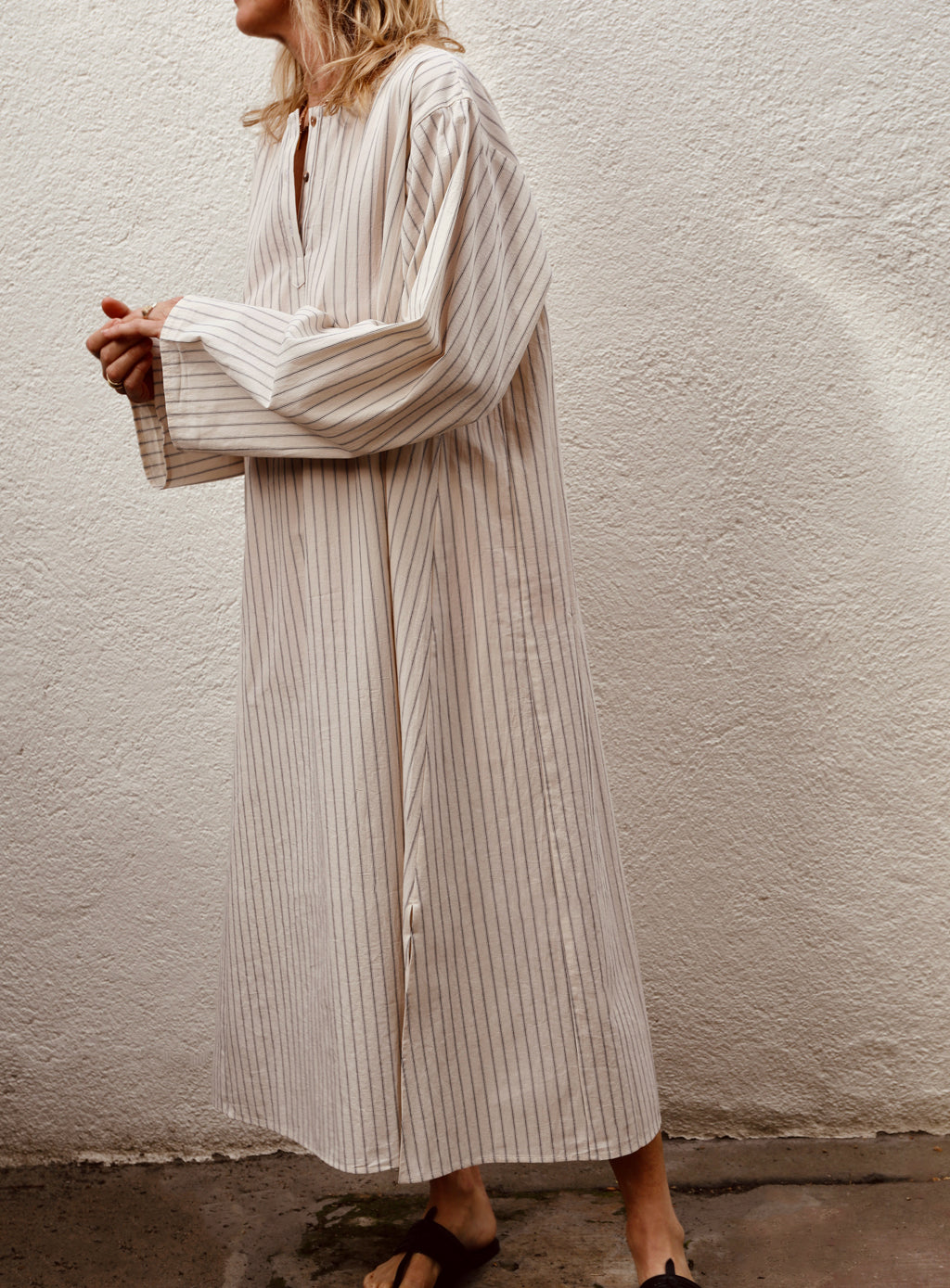 Bal Caftan - Cream Ticking Stripe