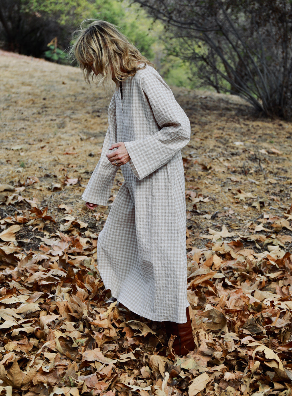 Bal Caftan - Oat Gingham