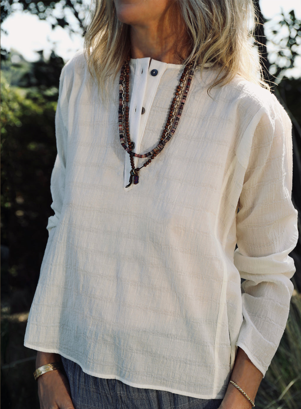 Basque Top - Chalk Gauze