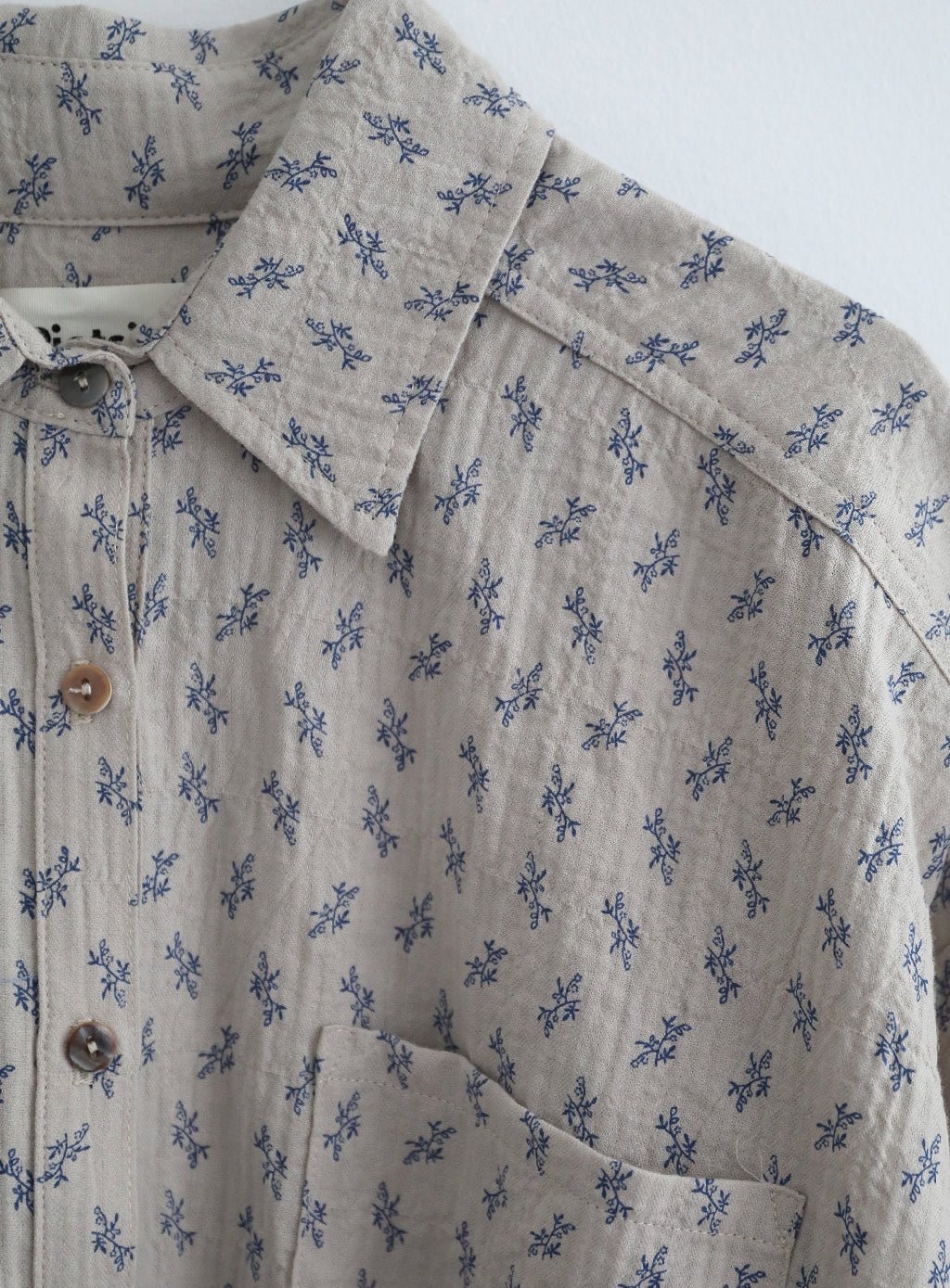 Button Top - Putty Floral Calico