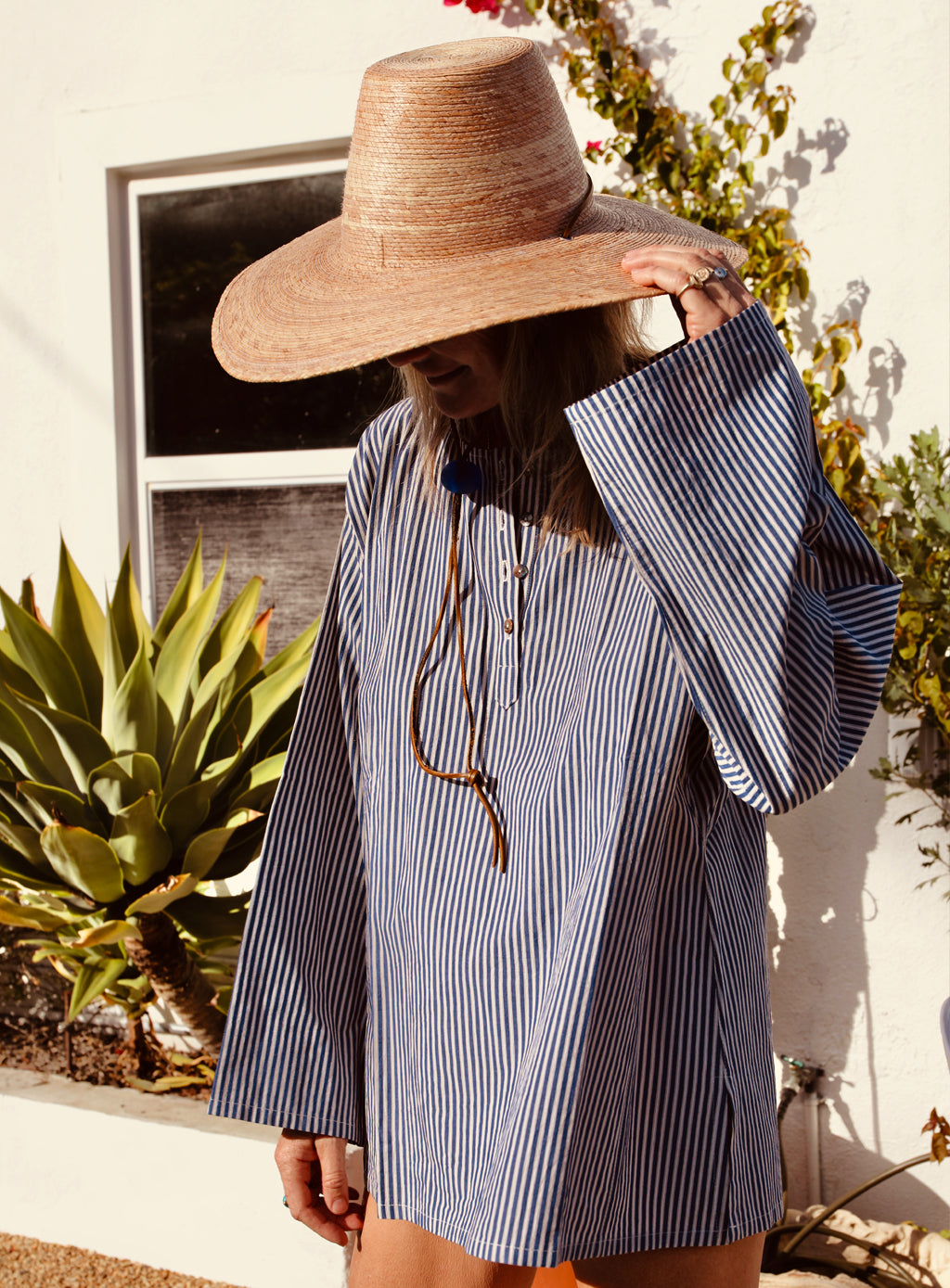 Corsica Top - Blue Ticking Stripe