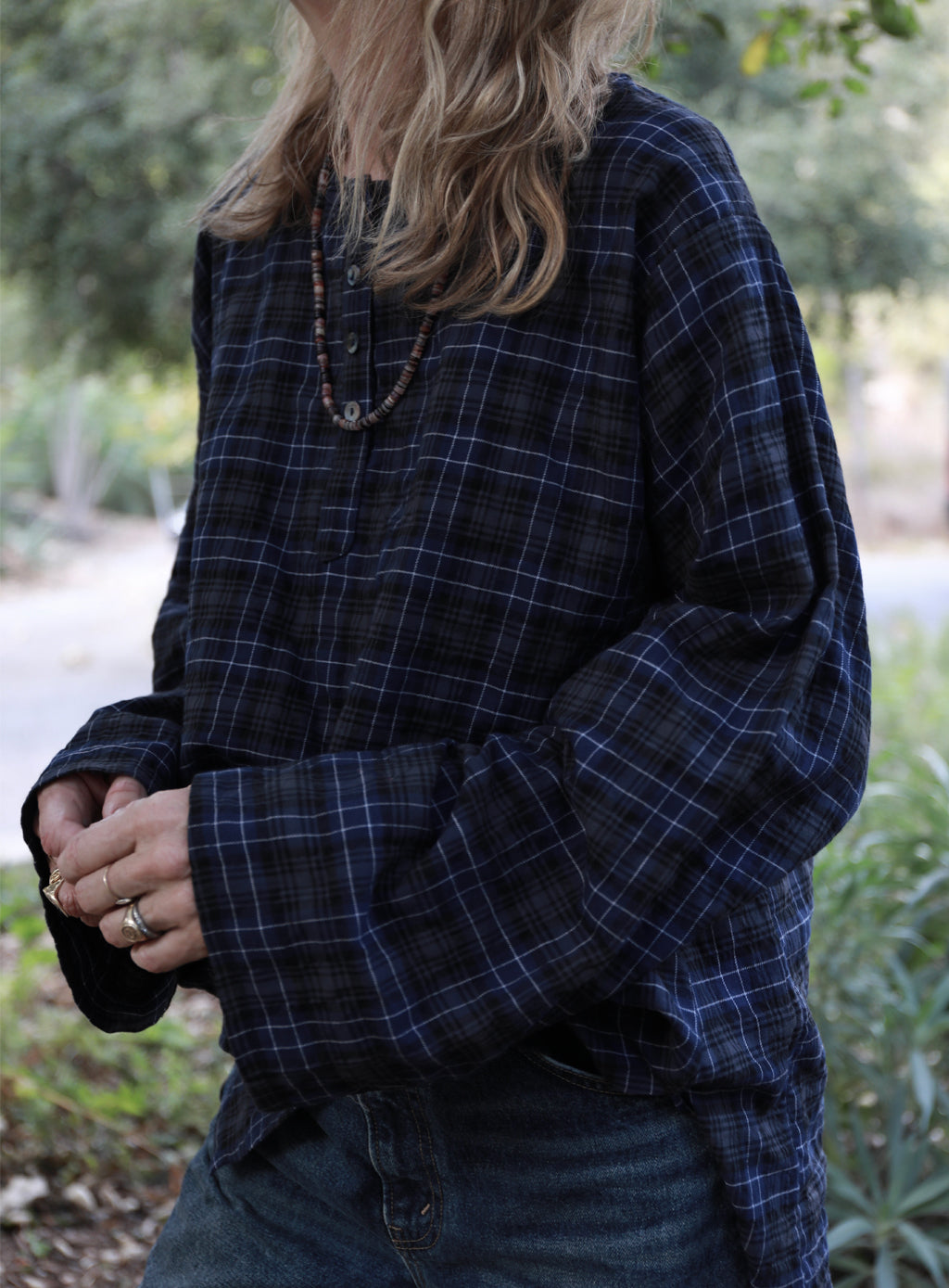 Corsica Top - Storm Plaid