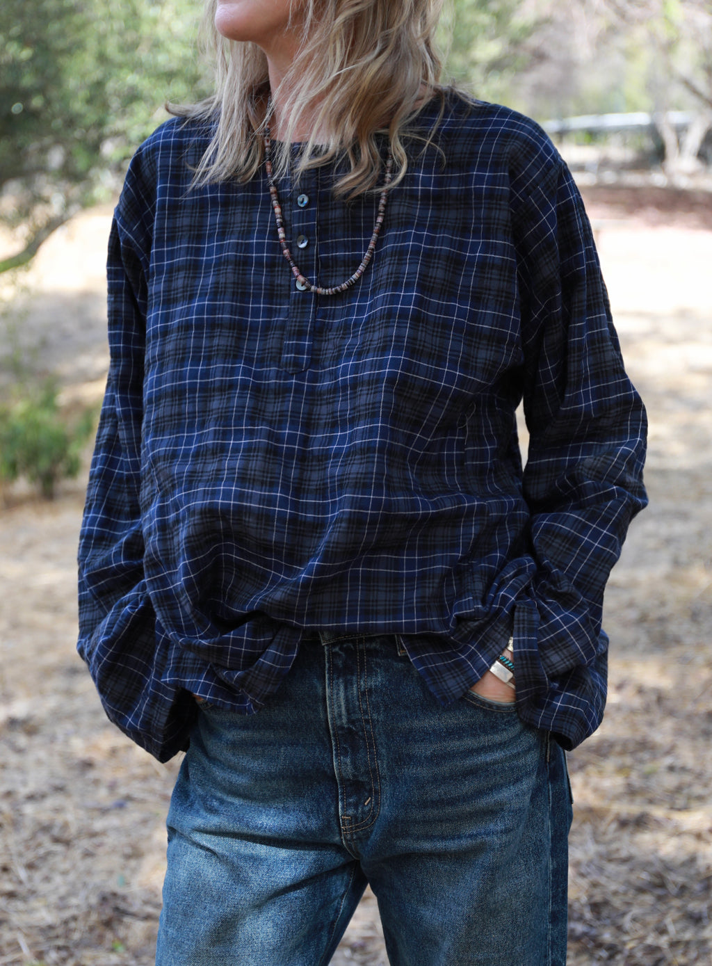 Corsica Top - Storm Plaid
