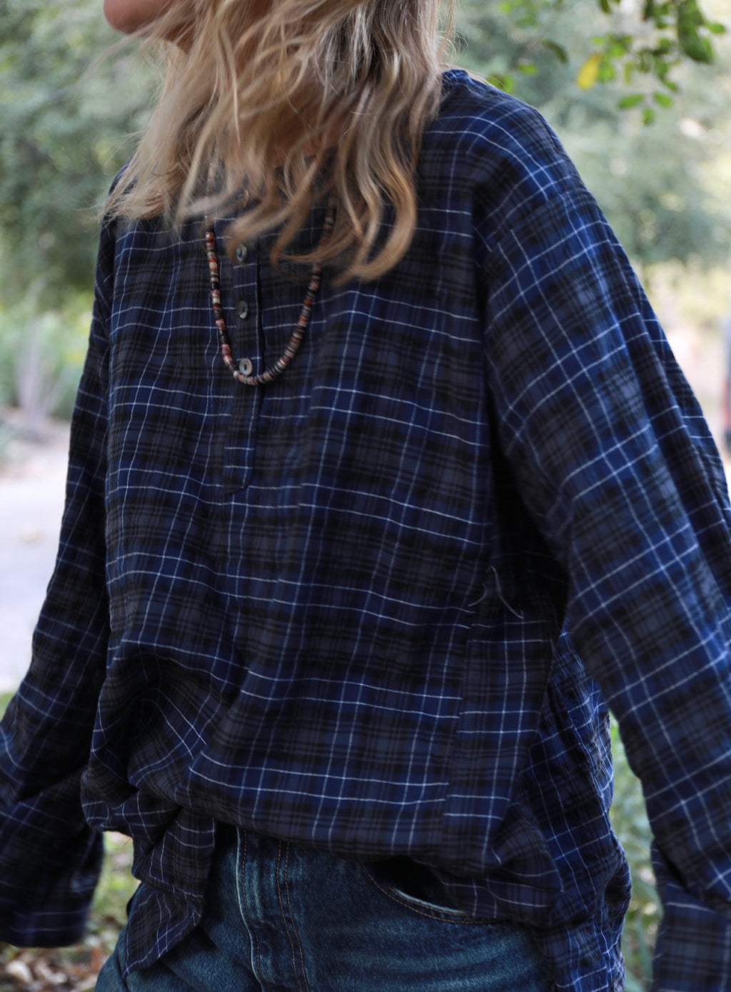 Corsica Top - Storm Plaid
