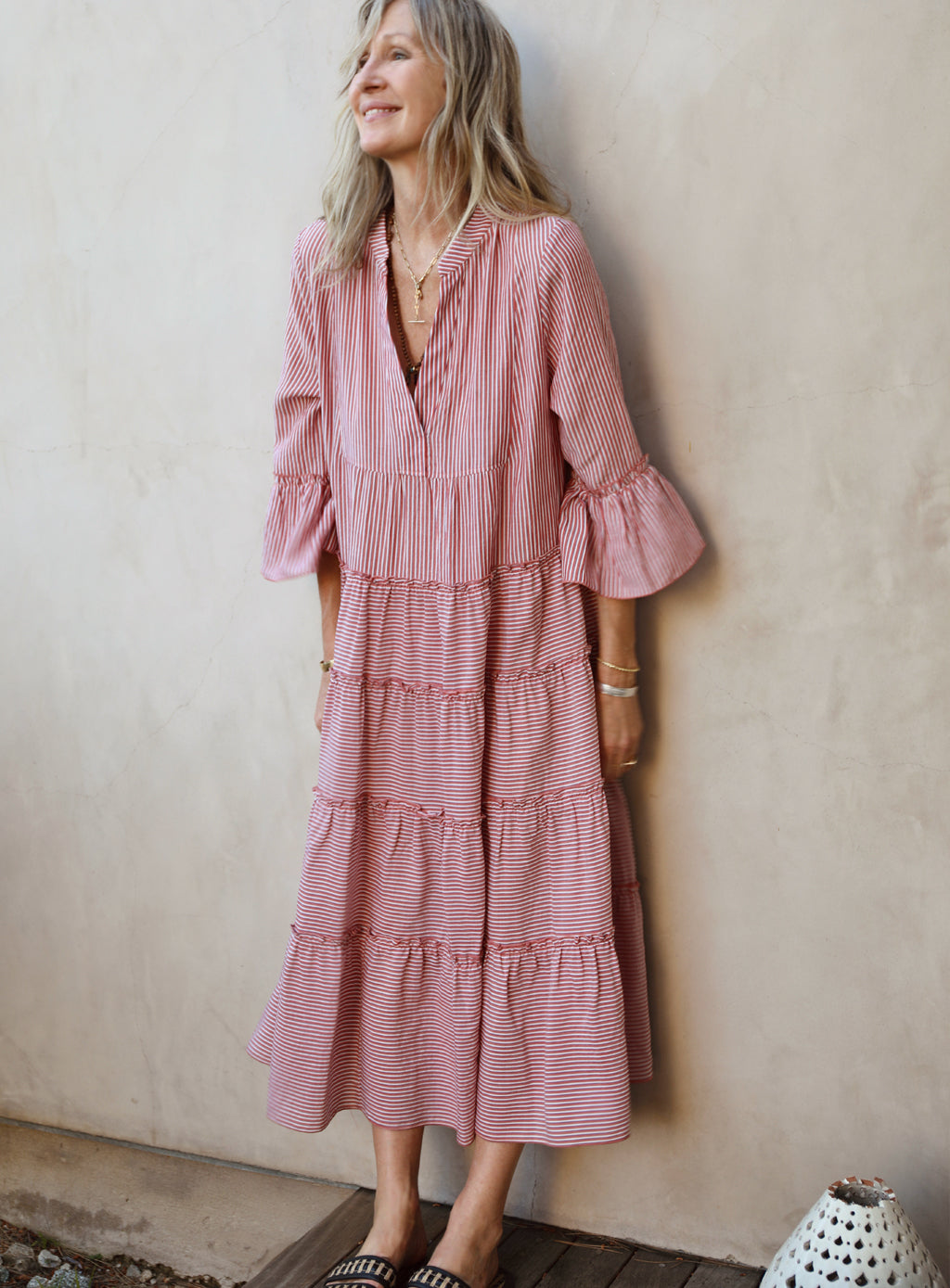 Dahlia Dress - Fez Stripe