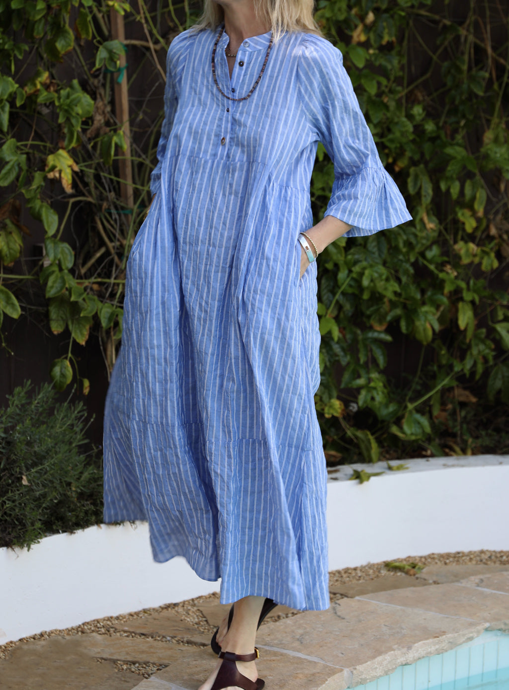 Dove Dress - Biarritz Blue Stripe