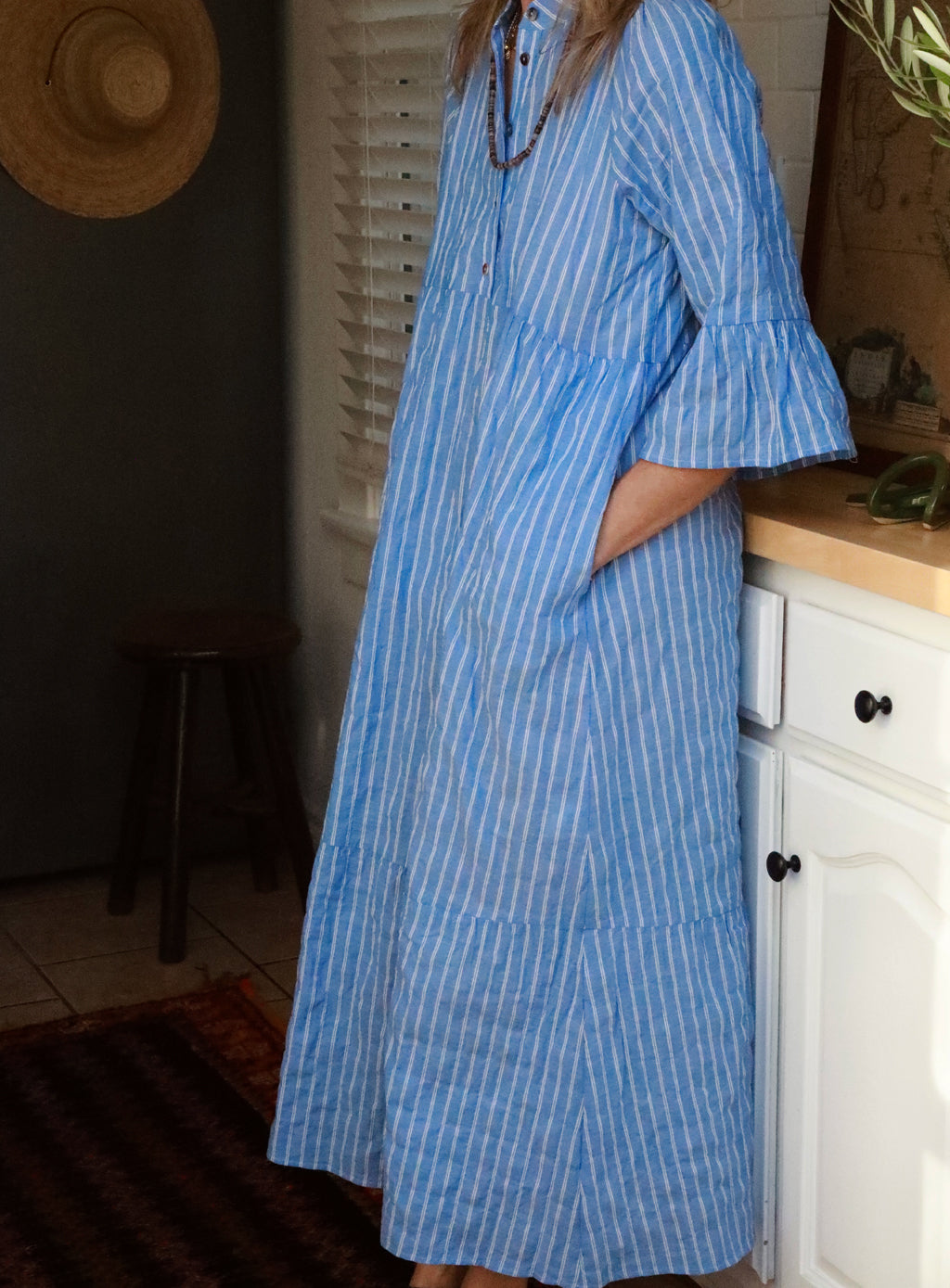 Dove Dress - Biarritz Blue Stripe