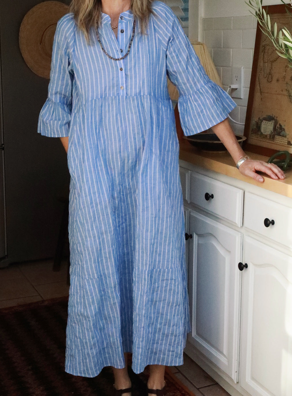 Dove Dress - Biarritz Blue Stripe