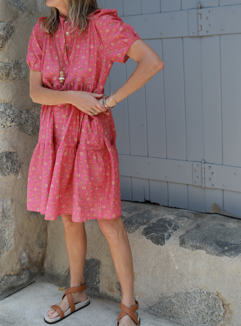 Oaxaca Dress - Pink Flower