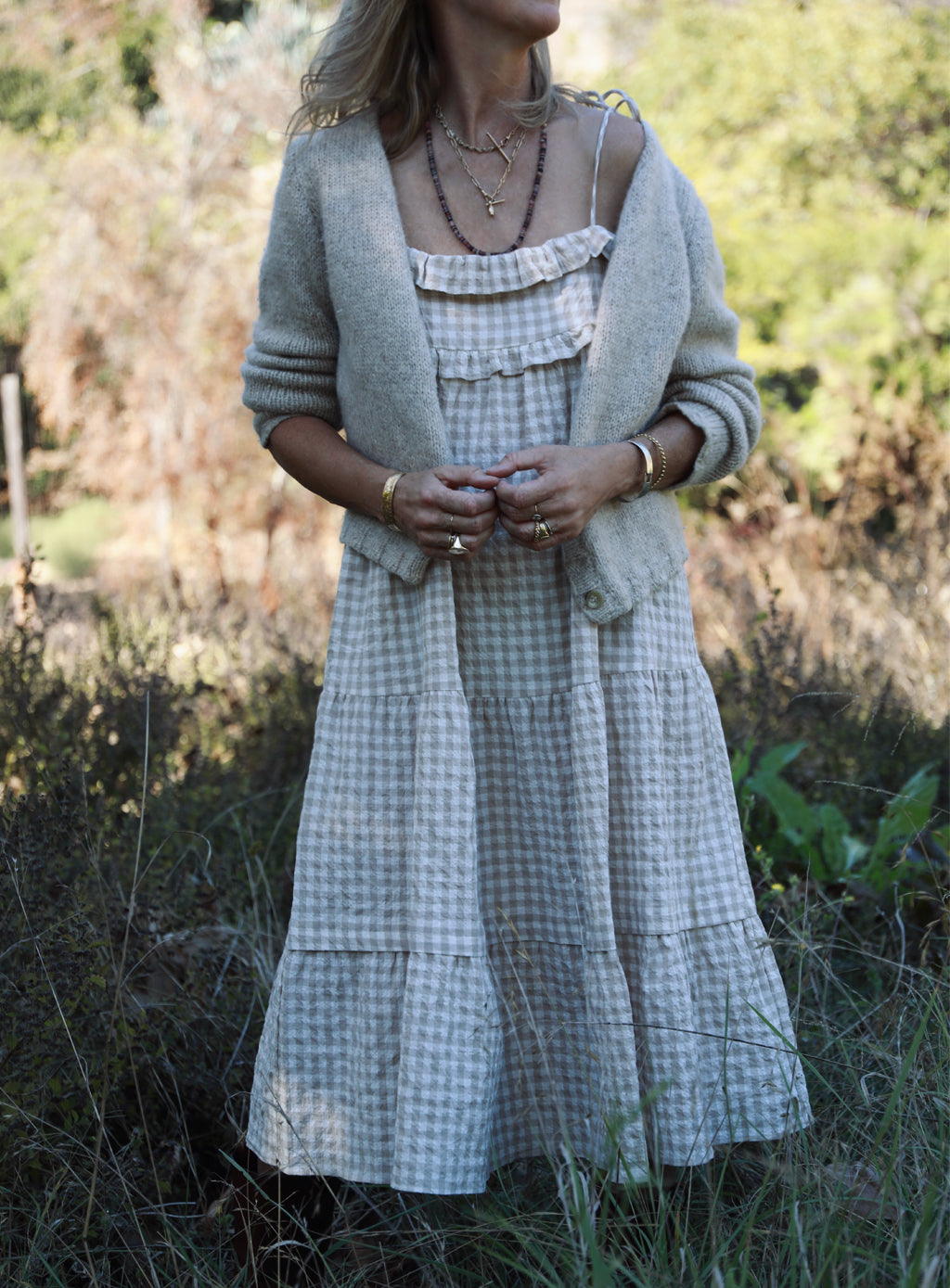 Patmos Dress - Oat Gingham