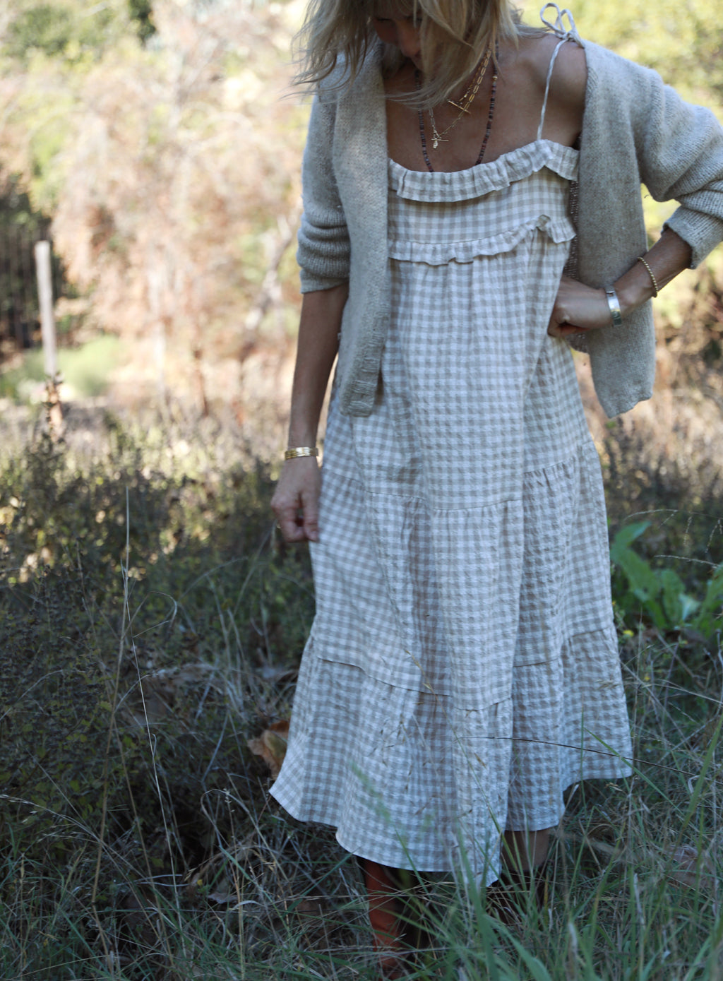 Patmos Dress - Oat Gingham