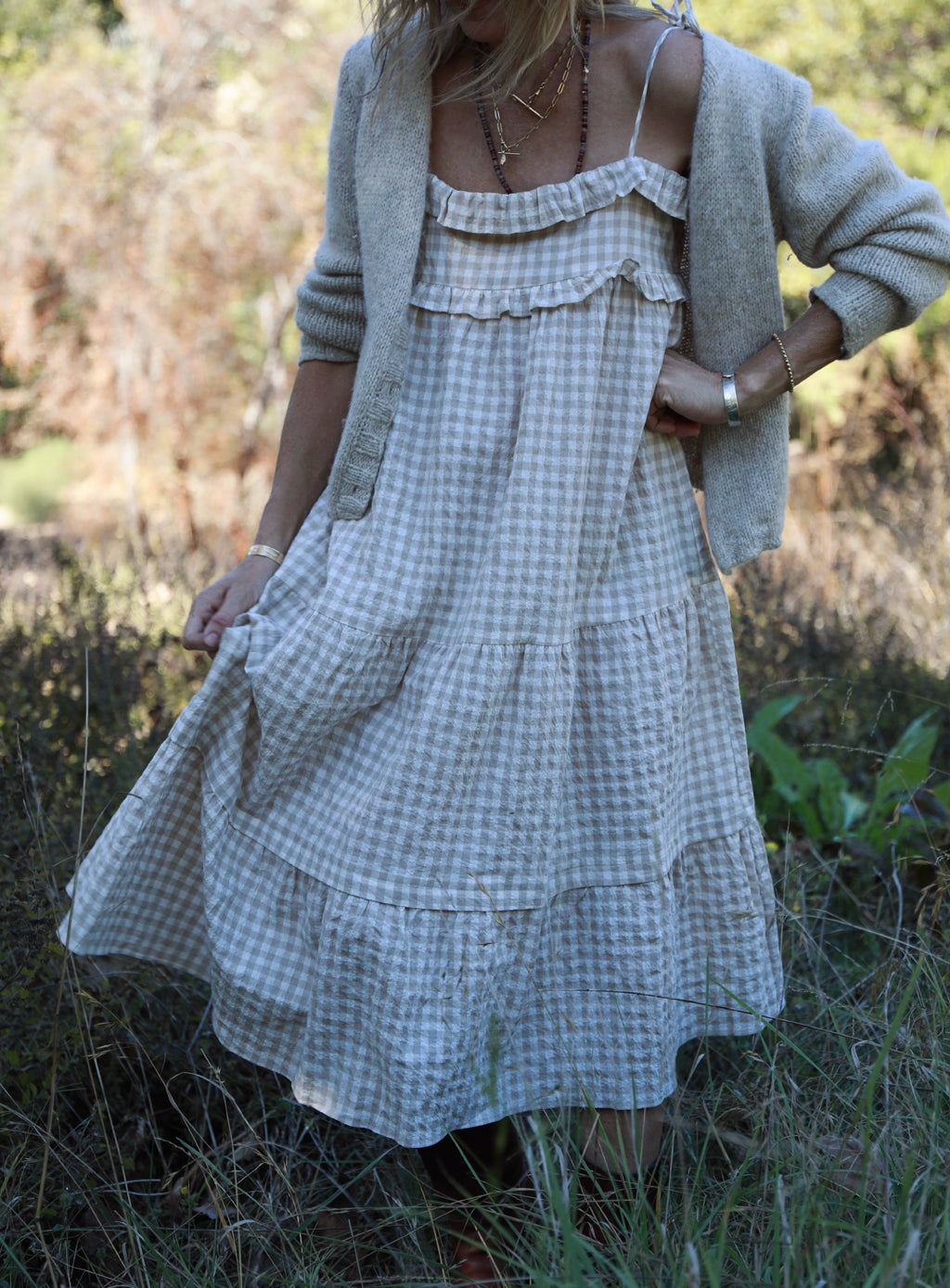 Patmos Dress - Oat Gingham