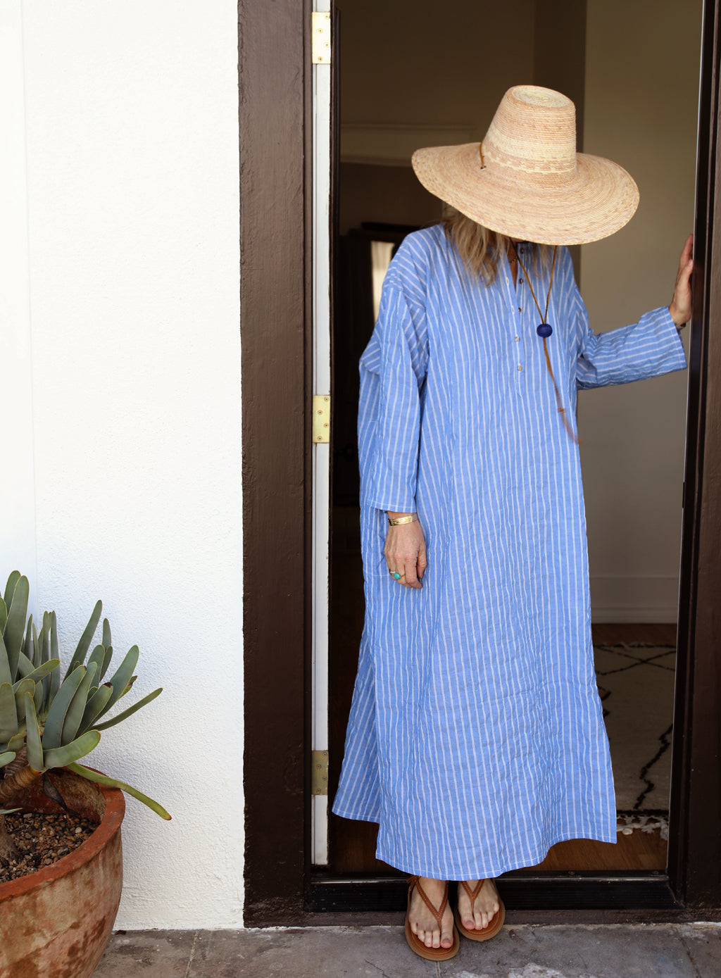 Tunis Caftan - Biarritz Blue Stripe