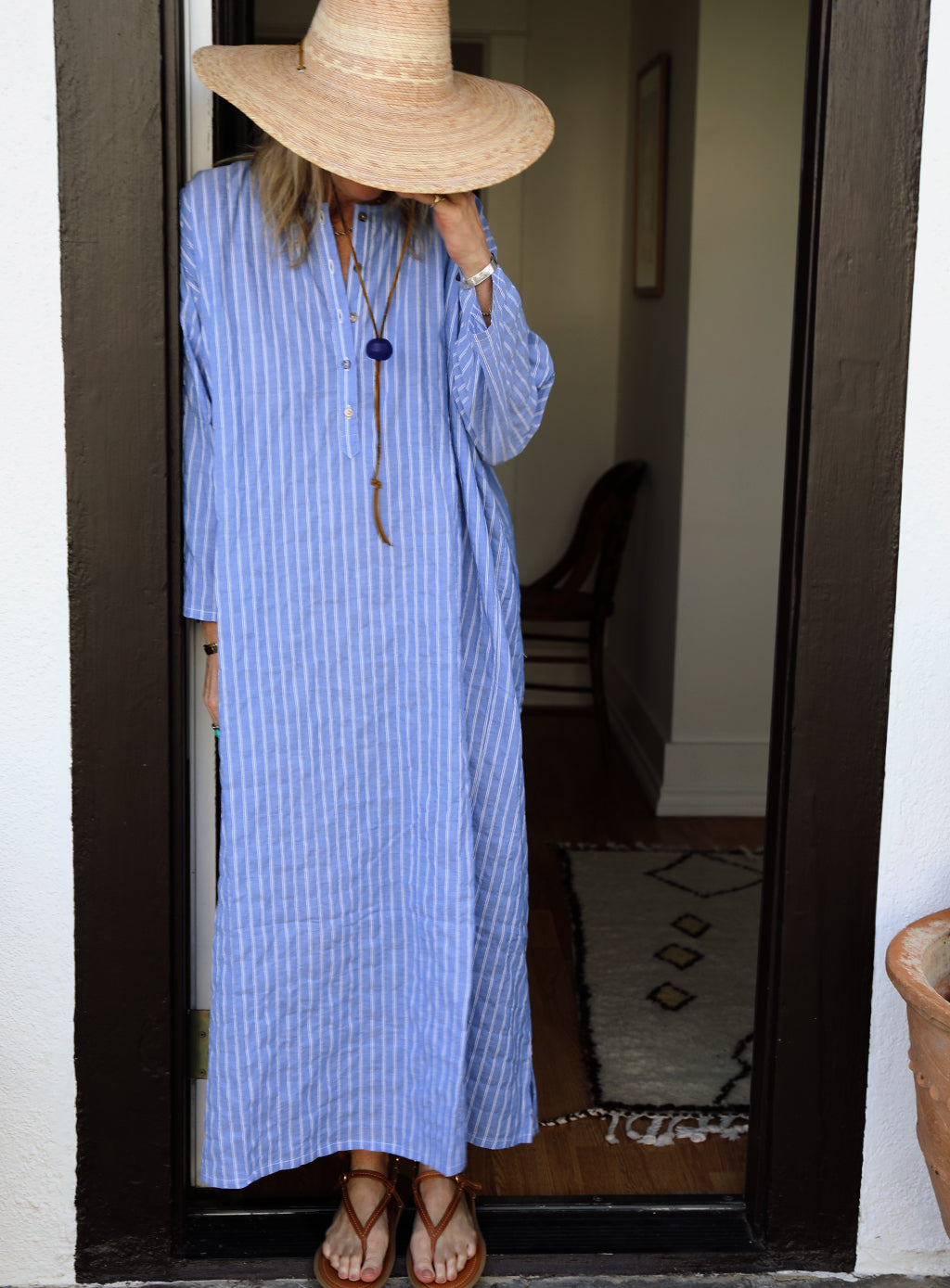 Tunis Caftan - Biarritz Blue Stripe
