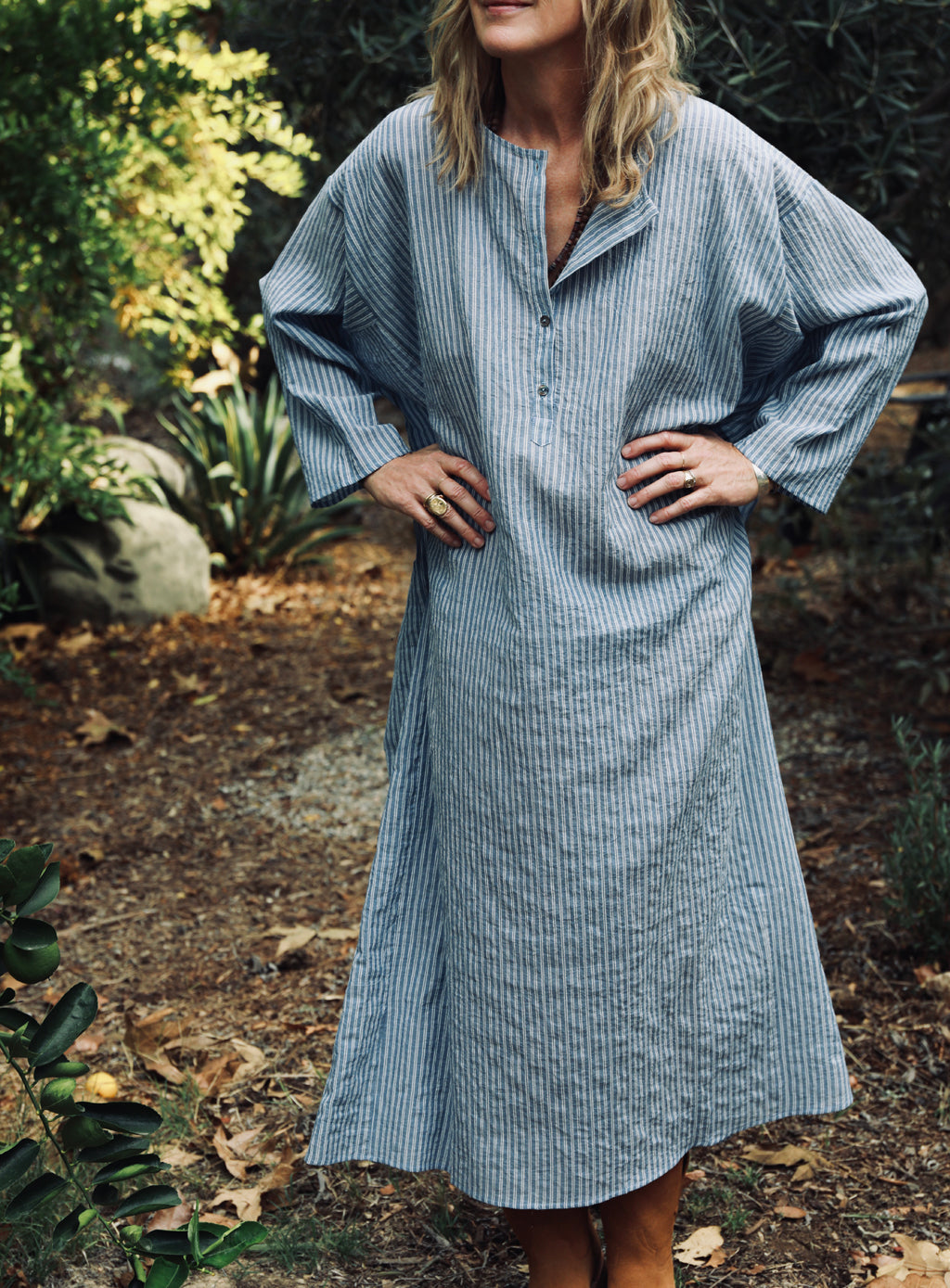 Tunis Caftan - Blue & White Stripe