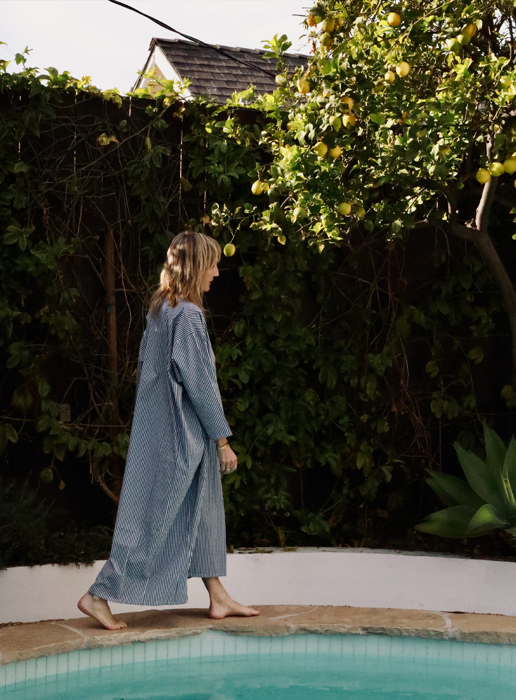 Tunis Caftan - Blue Ticking Stripe