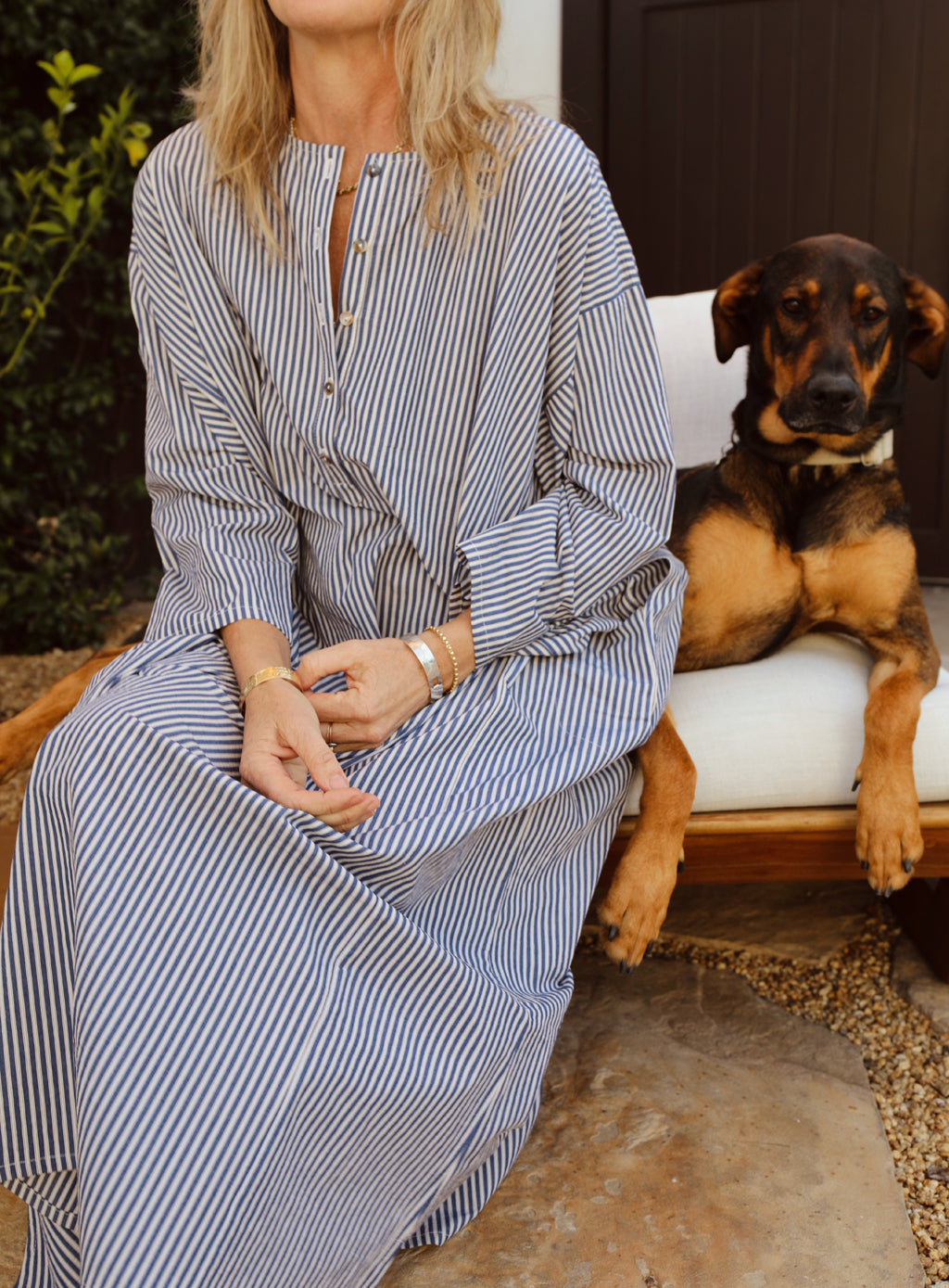 Tunis Caftan - Blue Ticking Stripe