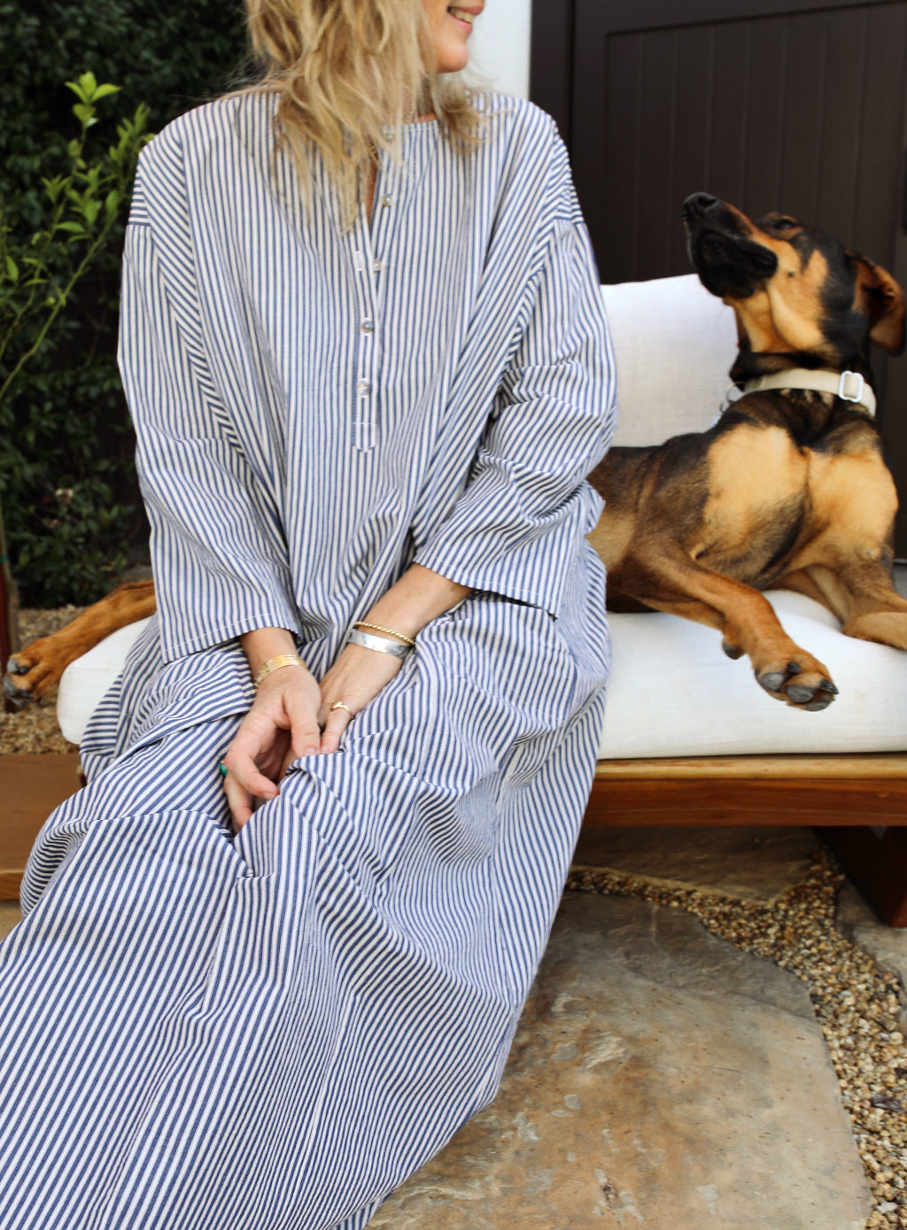 Tunis Caftan - Blue Ticking Stripe
