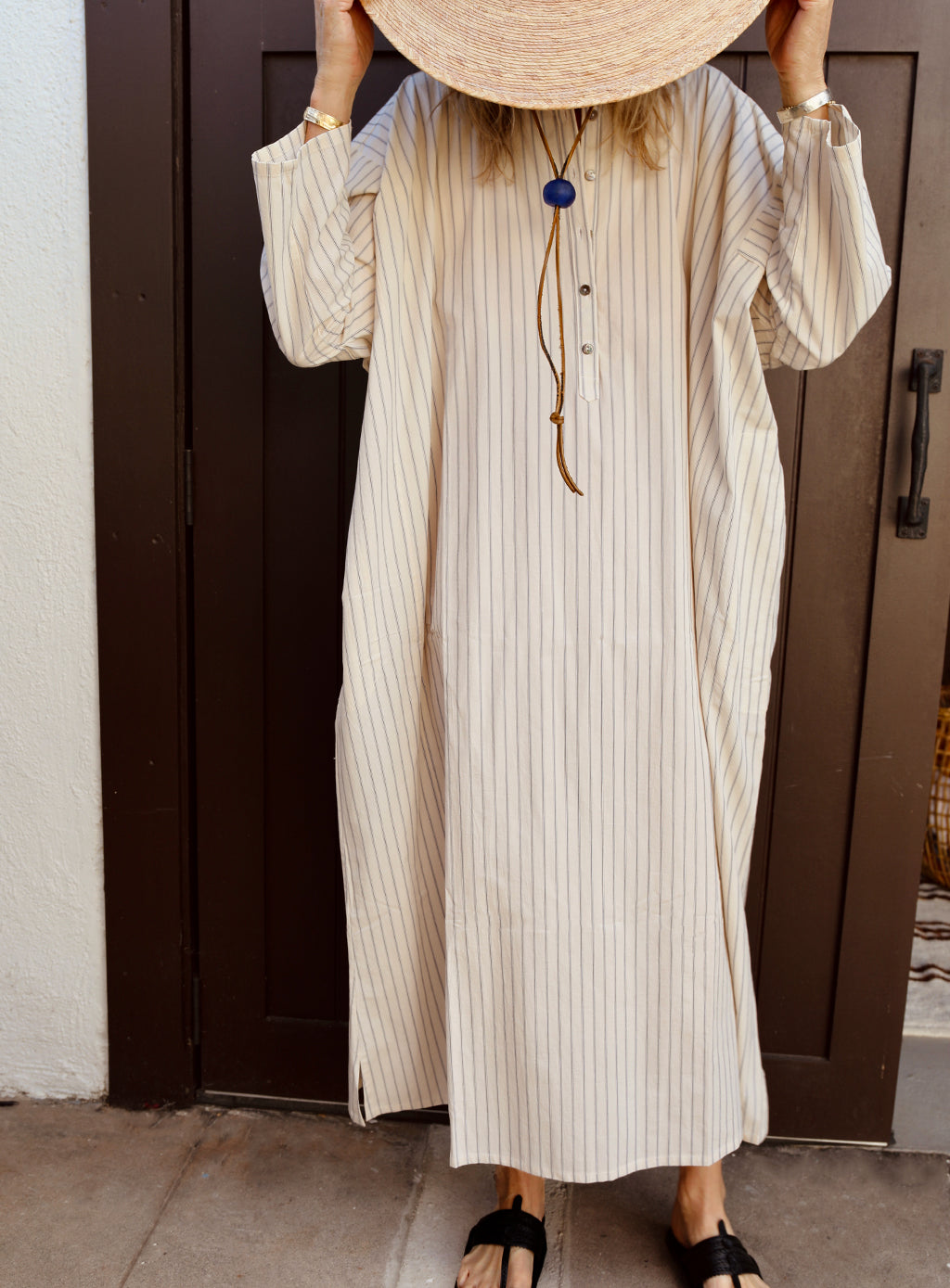 Tunis Caftan - Cream Ticking Stripe