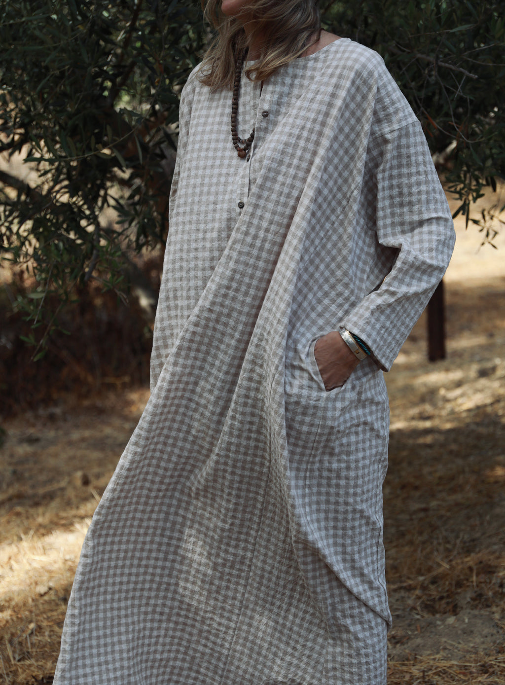 Tunis Caftan - Oat Gingham